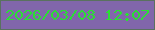 文字の大きさ：3、枠の色：5a715f、背景の色：8166ab、文字の色：2adf34 無料ブログパーツのブログ時計