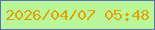 文字の大きさ：2、枠の色：5a72b2、背景の色：baf799、文字の色：e1a203 無料ブログパーツのブログ時計