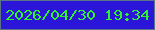 文字の大きさ：3、枠の色：5a7484、背景の色：2b15d9、文字の色：2ef22e 無料ブログパーツのブログ時計