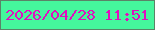 文字の大きさ：2、枠の色：5a8367、背景の色：45f69c、文字の色：e00fbf 無料ブログパーツのブログ時計