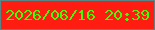 文字の大きさ：5、枠の色：5a8587、背景の色：fe1d10、文字の色：45fa02 無料ブログパーツのブログ時計