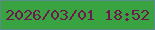 文字の大きさ：5、枠の色：5a8c8a、背景の色：39a342、文字の色：6c1a4e 無料ブログパーツのブログ時計