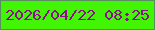文字の大きさ：5、枠の色：5a8d61、背景の色：41f505、文字の色：910d8e 無料ブログパーツのブログ時計
