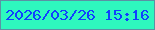 文字の大きさ：5、枠の色：5a92a4、背景の色：2ef8be、文字の色：1040ff 無料ブログパーツのブログ時計