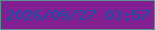 文字の大きさ：3、枠の色：5a9396、背景の色：841f91、文字の色：0956a8 無料ブログパーツのブログ時計