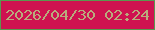 文字の大きさ：2、枠の色：5a974f、背景の色：cf1250、文字の色：b9ab7c 無料ブログパーツのブログ時計