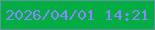 文字の大きさ：3、枠の色：5a9898、背景の色：04ac44、文字の色：8787ff 無料ブログパーツのブログ時計