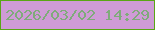 文字の大きさ：2、枠の色：5aa615、背景の色：cf9bd6、文字の色：7fab7a 無料ブログパーツのブログ時計
