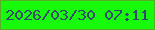 文字の大きさ：1、枠の色：5aab29、背景の色：17fa0c、文字の色：354a69 無料ブログパーツのブログ時計