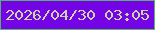 文字の大きさ：1、枠の色：5ab16f、背景の色：7404e5、文字の色：c7d5a9 無料ブログパーツのブログ時計