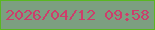 文字の大きさ：3、枠の色：5ab722、背景の色：7c9f81、文字の色：cd3d6b 無料ブログパーツのブログ時計