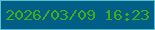 文字の大きさ：4、枠の色：5abfcd、背景の色：015e87、文字の色：44ab1b 無料ブログパーツのブログ時計
