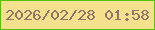 文字の大きさ：4、枠の色：5ac002、背景の色：f3e18d、文字の色：927468 無料ブログパーツのブログ時計