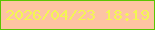 文字の大きさ：3、枠の色：5ac402、背景の色：fdc4a3、文字の色：f3f653 無料ブログパーツのブログ時計