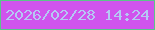 文字の大きさ：3、枠の色：5ac68a、背景の色：d054ed、文字の色：b5c8f4 無料ブログパーツのブログ時計
