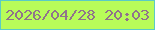 文字の大きさ：3、枠の色：5acbc5、背景の色：b8fc59、文字の色：90738b 無料ブログパーツのブログ時計
