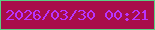 文字の大きさ：4、枠の色：5ad083、背景の色：a80d4a、文字の色：b834fd 無料ブログパーツのブログ時計