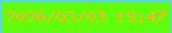 文字の大きさ：1、枠の色：5ad3ee、背景の色：61fe09、文字の色：f8b722 無料ブログパーツのブログ時計