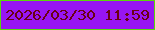 文字の大きさ：1、枠の色：5ad70a、背景の色：9715f2、文字の色：6a0014 無料ブログパーツのブログ時計