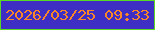 文字の大きさ：3、枠の色：5ad922、背景の色：3e2ec3、文字の色：fb8629 無料ブログパーツのブログ時計