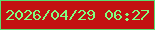 文字の大きさ：3、枠の色：5adf71、背景の色：c31112、文字の色：82ff7e 無料ブログパーツのブログ時計