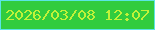 文字の大きさ：3、枠の色：5ae5e4、背景の色：31cc3e、文字の色：c1f239 無料ブログパーツのブログ時計