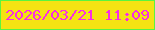 文字の大きさ：1、枠の色：5af440、背景の色：f4e313、文字の色：f82de4 無料ブログパーツのブログ時計