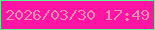 文字の大きさ：2、枠の色：5af78f、背景の色：ff14a3、文字の色：ed8db0 無料ブログパーツのブログ時計