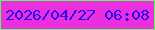 文字の大きさ：2、枠の色：5aff5e、背景の色：eb2fde、文字の色：250fed 無料ブログパーツのブログ時計