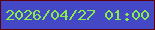 文字の大きさ：5、枠の色：5b010b、背景の色：4548c4、文字の色：86eb4f 無料ブログパーツのブログ時計