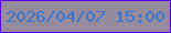 文字の大きさ：5、枠の色：5b02e2、背景の色：958a9e、文字の色：3a77cc 無料ブログパーツのブログ時計