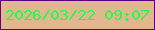 文字の大きさ：4、枠の色：5b037d、背景の色：e3b78d、文字の色：21fc4e 無料ブログパーツのブログ時計