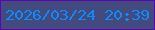 文字の大きさ：3、枠の色：5b04b8、背景の色：434a7e、文字の色：0e8aff 無料ブログパーツのブログ時計