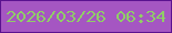 文字の大きさ：1、枠の色：5b1290、背景の色：a556c2、文字の色：90cd67 無料ブログパーツのブログ時計