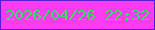 文字の大きさ：1、枠の色：5b18da、背景の色：fb3cf3、文字の色：36e160 無料ブログパーツのブログ時計