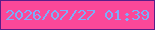 文字の大きさ：1、枠の色：5b1d88、背景の色：fb4899、文字の色：7aaffa 無料ブログパーツのブログ時計