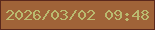文字の大きさ：2、枠の色：5b281c、背景の色：a06338、文字の色：bab96f 無料ブログパーツのブログ時計