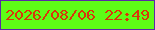 文字の大きさ：5、枠の色：5b29a6、背景の色：5efc16、文字の色：da350a 無料ブログパーツのブログ時計