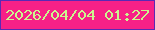 文字の大きさ：2、枠の色：5b29b4、背景の色：f72187、文字の色：cbf78f 無料ブログパーツのブログ時計