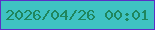文字の大きさ：1、枠の色：5b2ec6、背景の色：3fc2c2、文字の色：1f865d 無料ブログパーツのブログ時計