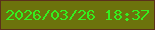 文字の大きさ：1、枠の色：5b301b、背景の色：6c730c、文字の色：35ee1f 無料ブログパーツのブログ時計
