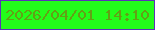 文字の大きさ：3、枠の色：5b32b8、背景の色：23fc1a、文字の色：62a115 無料ブログパーツのブログ時計