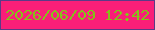 文字の大きさ：1、枠の色：5b3a87、背景の色：f91f78、文字の色：84c219 無料ブログパーツのブログ時計