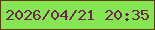 文字の大きさ：4、枠の色：5b3c09、背景の色：87e654、文字の色：712550 無料ブログパーツのブログ時計