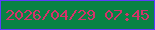 文字の大きさ：2、枠の色：5b3cfd、背景の色：088245、文字の色：d4326b 無料ブログパーツのブログ時計
