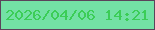文字の大きさ：2、枠の色：5b435b、背景の色：73e1a5、文字の色：3bcd57 無料ブログパーツのブログ時計