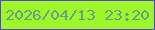 文字の大きさ：3、枠の色：5b43ce、背景の色：9df729、文字の色：659e8b 無料ブログパーツのブログ時計