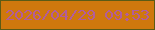 文字の大きさ：2、枠の色：5b5b15、背景の色：cf780d、文字の色：b25d9b 無料ブログパーツのブログ時計