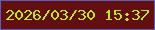 文字の大きさ：1、枠の色：5b5fb9、背景の色：630f10、文字の色：bce82b 無料ブログパーツのブログ時計