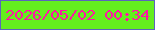 文字の大きさ：1、枠の色：5b65bb、背景の色：64ee1e、文字の色：ff15a5 無料ブログパーツのブログ時計